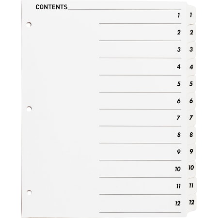 Business Source Table of Content Quick Index Dividers Printed Tab(s), PK12 05855